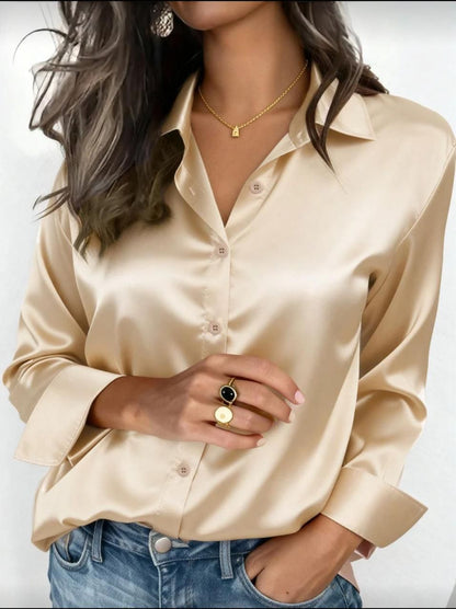 Women’s Premium Silk Button-Down Shirt – Elegant & Luxurious Style