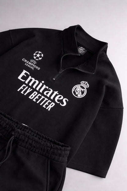 LI-86 MENS ATHLEISURE FOOTBALL INSPIRED SET – SLIM FIT HALF ZIP & SHORTS