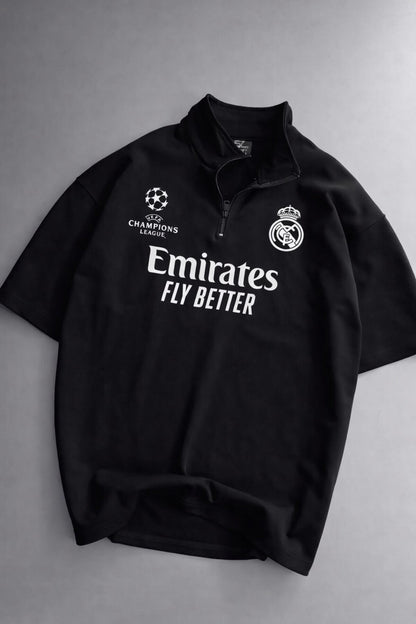 LI-86 MENS ATHLEISURE FOOTBALL INSPIRED SET – SLIM FIT HALF ZIP & SHORTS