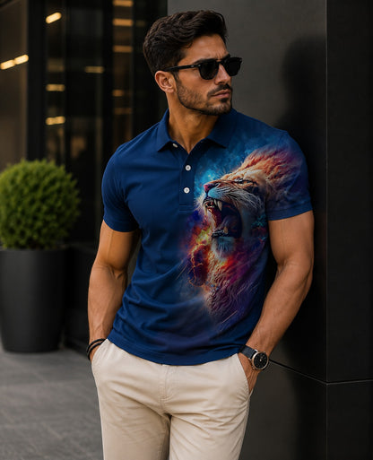 Luxury 3D Animal Print Men's Polo Shirt | Premium Casual Fashion Tee - (D-4)