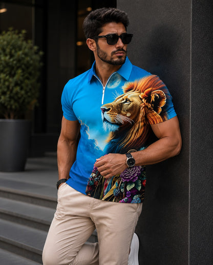 Luxury 3D Animal Print Men's Polo Shirt | Premium Casual Fashion Tee - (D-4)