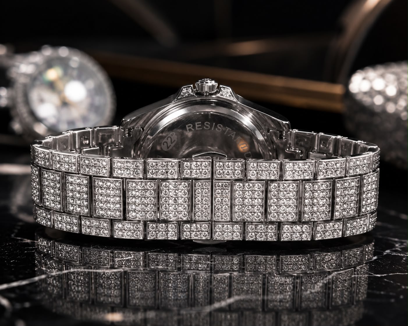 Luxury Silver Rainbow Crystal Watch | Full Iced-Out Stainless Steel Watch