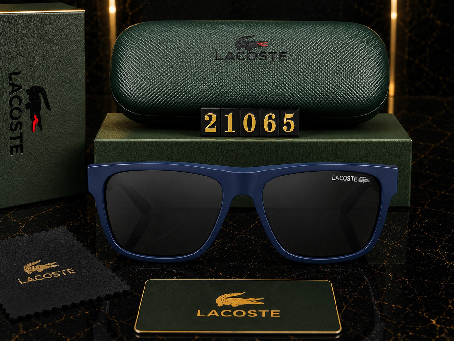 Lacoste Premium Square UV400 Sunglasses | Luxury Black Frame | Unisex Designer Eyewear