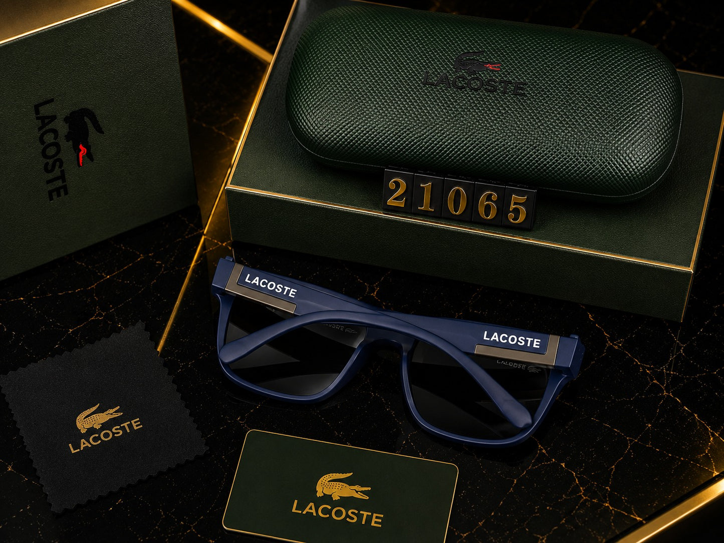 Lacoste Premium Square UV400 Sunglasses | Luxury Black Frame | Unisex Designer Eyewear