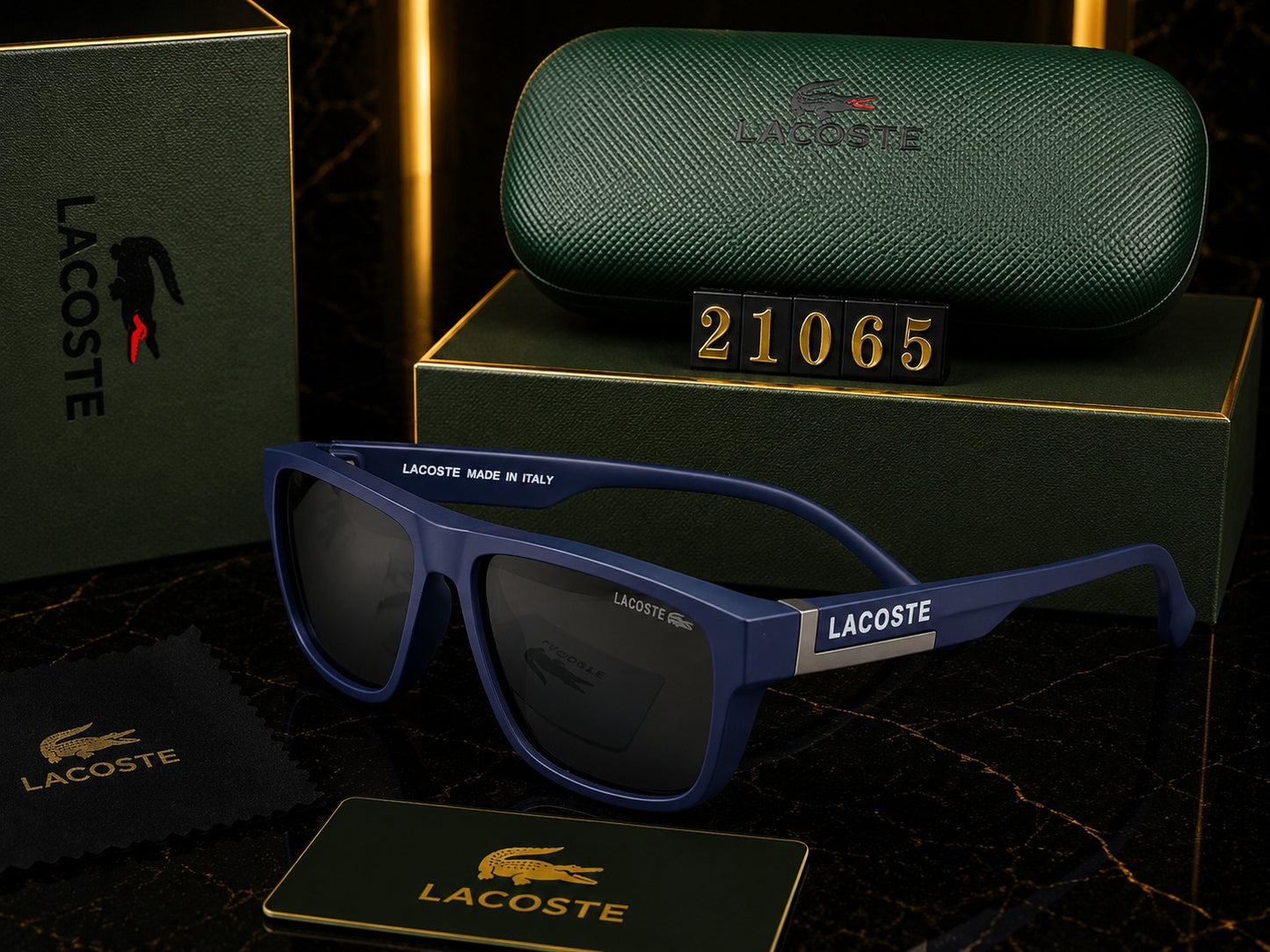 Lacoste Premium Square UV400 Sunglasses | Luxury Black Frame | Unisex Designer Eyewear