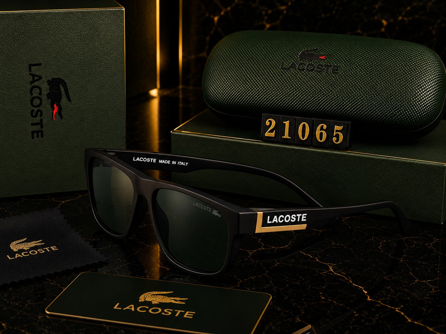 Lacoste Premium Square UV400 Sunglasses | Luxury Black Frame | Unisex Designer Eyewear