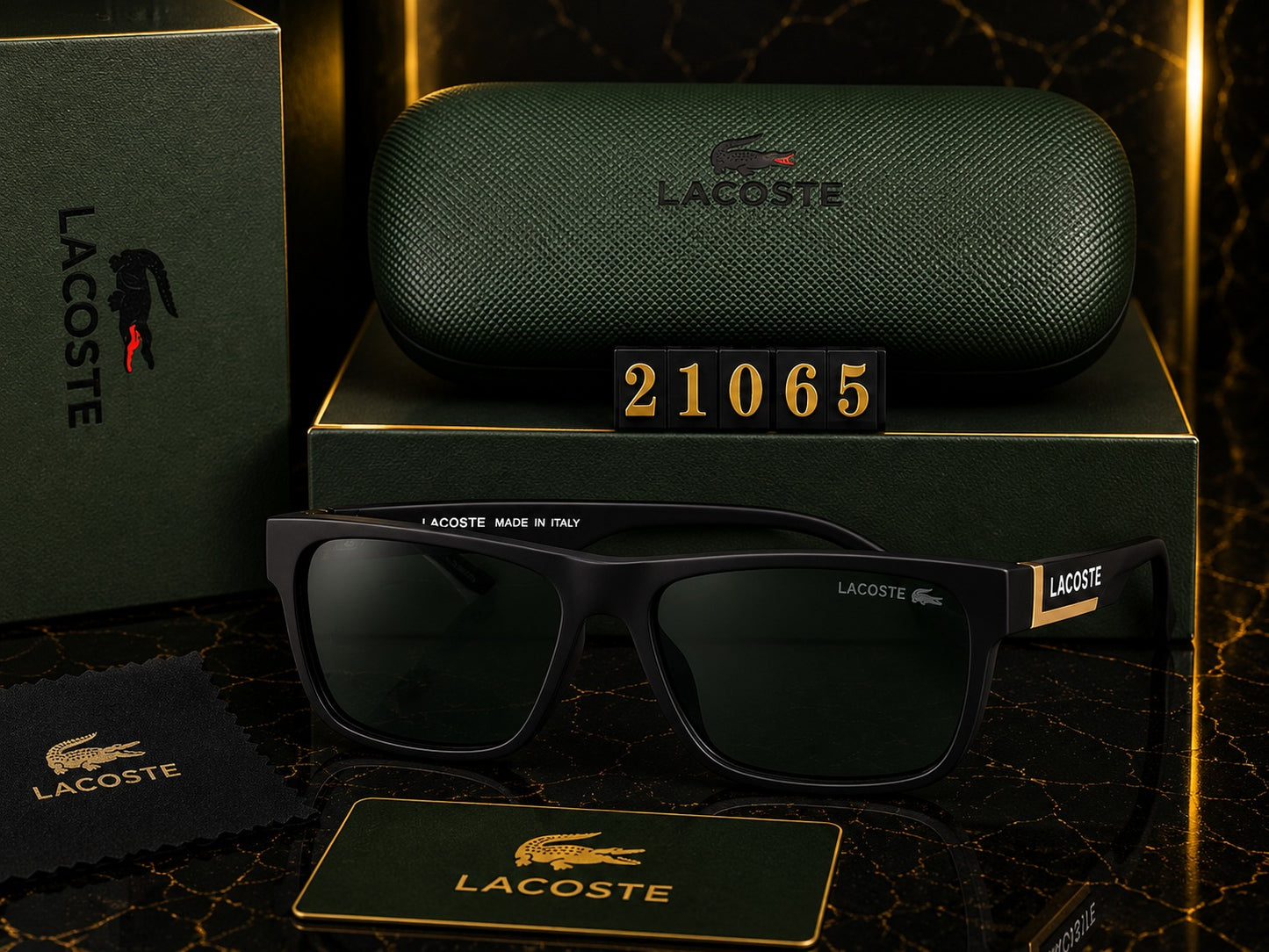 Lacoste Premium Square UV400 Sunglasses | Luxury Black Frame | Unisex Designer Eyewear