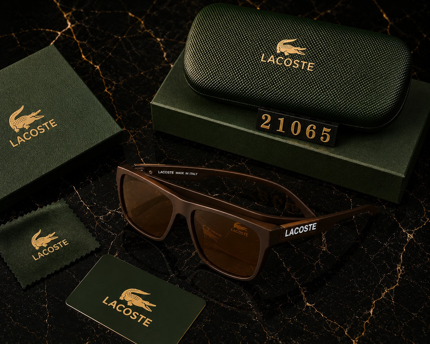Lacoste Premium Square UV400 Sunglasses | Luxury Black Frame | Unisex Designer Eyewear