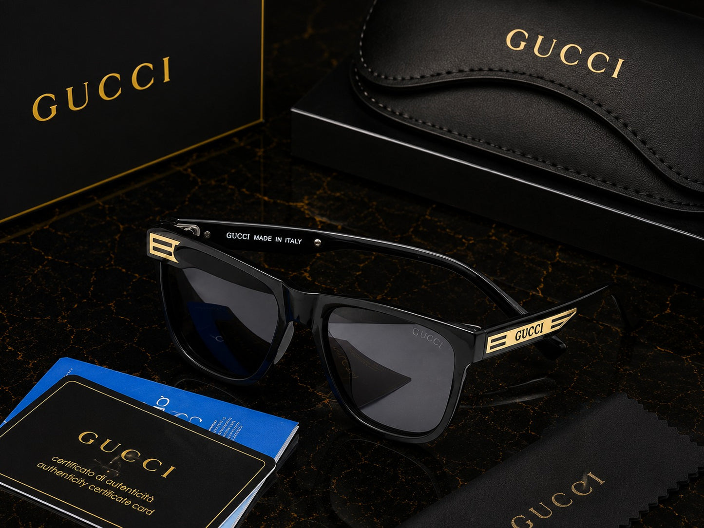 Premium Designer Style Square Sunglasses – UV400 Protection - Gucci Edition