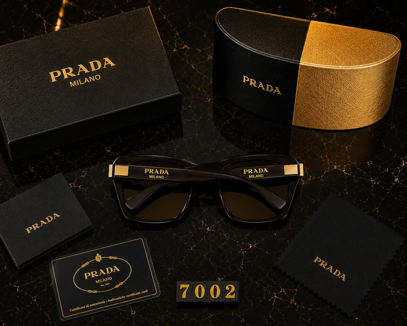 Prada Luxury Sunglasses | Black & Gold Cinematic Product Showcase | Premium Eyewear 4K