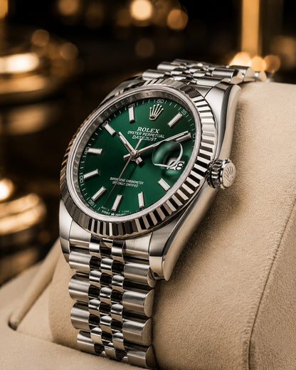 (WH-8) Rolex Datejust Green Dial Jubilee Bracelet Luxury Men's Watch – Premium Stainless Steel Timepiece