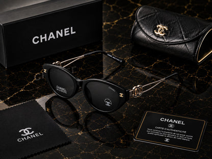 (GS-19) CHANEL Signature Grey Cat-Eye Luxury Sunglasses