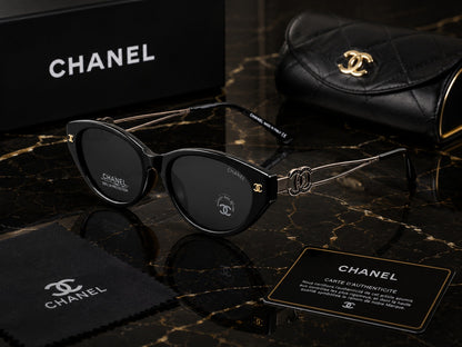 (GS-19) CHANEL Signature Grey Cat-Eye Luxury Sunglasses
