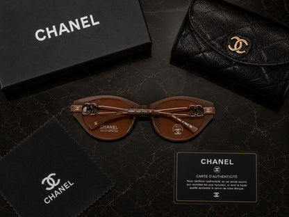 (GS-19) CHANEL Signature Grey Cat-Eye Luxury Sunglasses