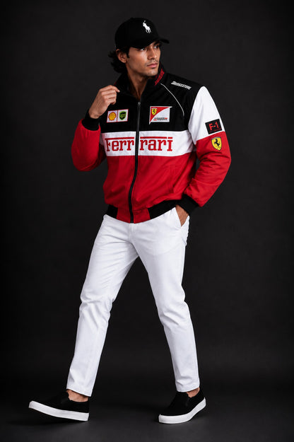 (CJ-10) Premium Ferrari Motorsport Racing Jacket