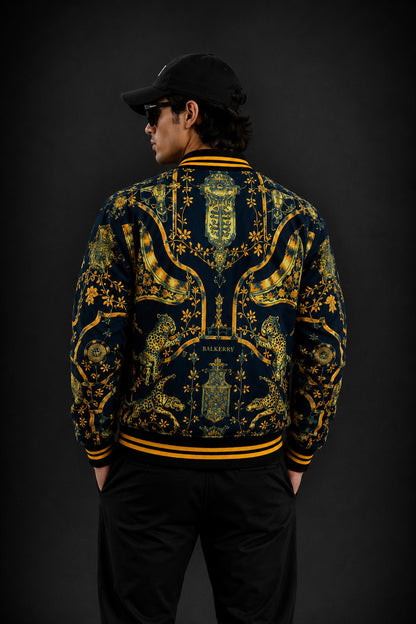 (CJ-22) Luxe Royal  Vintage Motif Zipper Jacket