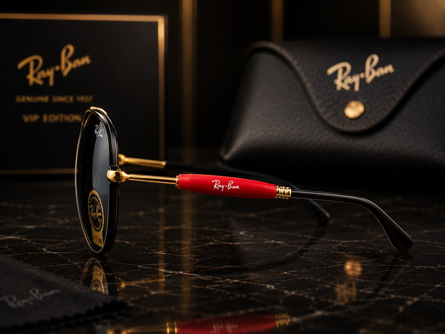 Ray-Ban Aviator Premium Black & Gold Sunglasses | Luxury VIP Edition | UV400 Protection