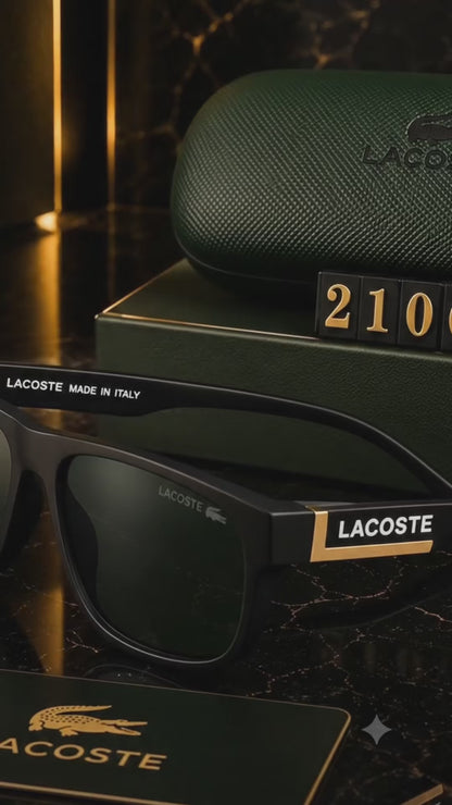 Lacoste Premium Square UV400 Sunglasses | Luxury Black Frame | Unisex Designer Eyewear