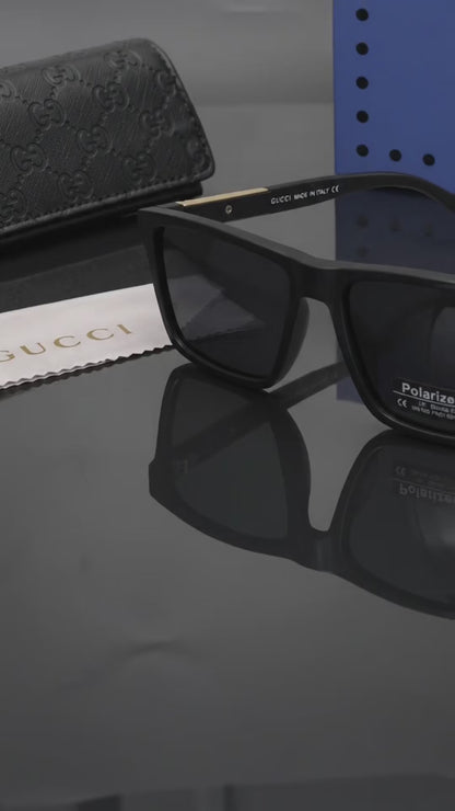 (GS-62) GUCCI Premium Polarized Square Sunglasses – Luxury UV400 Eyewear | Black Frame