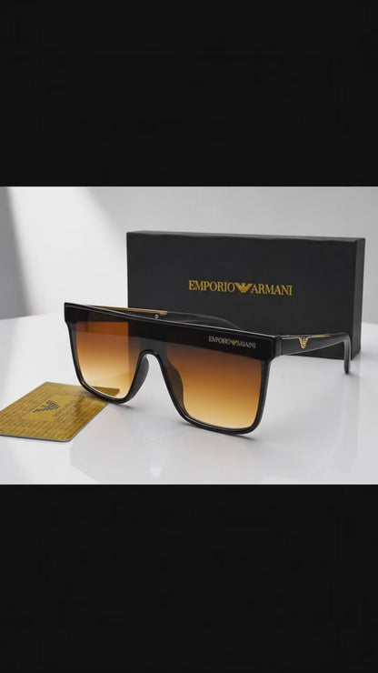 (GS-63) Emporio Armani Premium Oversized Square Sunglasses – Black Frame | UV400 Protection