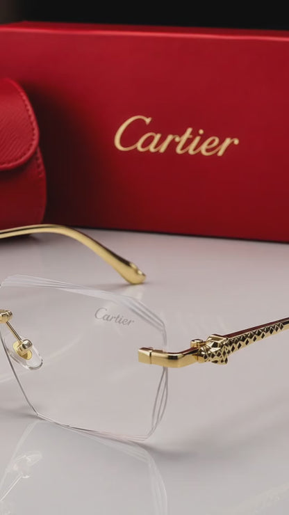 (GS-71) Luxury Rimless Geometric Gold Frame Sunglasses – Premium UV Protection Eyewear
