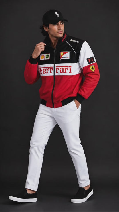 (CJ-10) Premium Ferrari Motorsport Racing Jacket