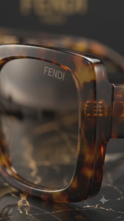 FENDI Women's Oversized Square Tortoise Sunglasses – Premium Luxury Eyewear | UV Protection