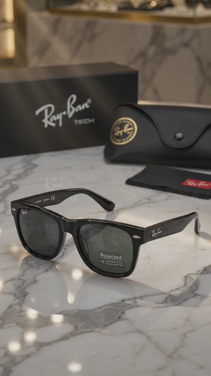 (GS-51) Ray-Ban Tech Polarized Square Sunglasses – Premium Black Frame | UV400 Protection