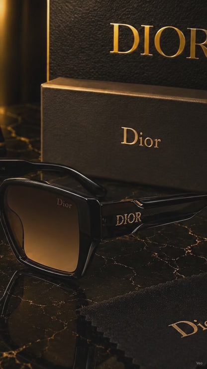 (GS-25) Luxury Dior Square Brown Gradient Sunglasses – Premium Fashion Eyewear