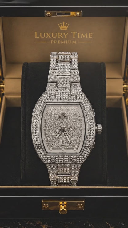 (WH-9) KDW Luxury Iced Out Diamond Watch – Premium Silver Edition