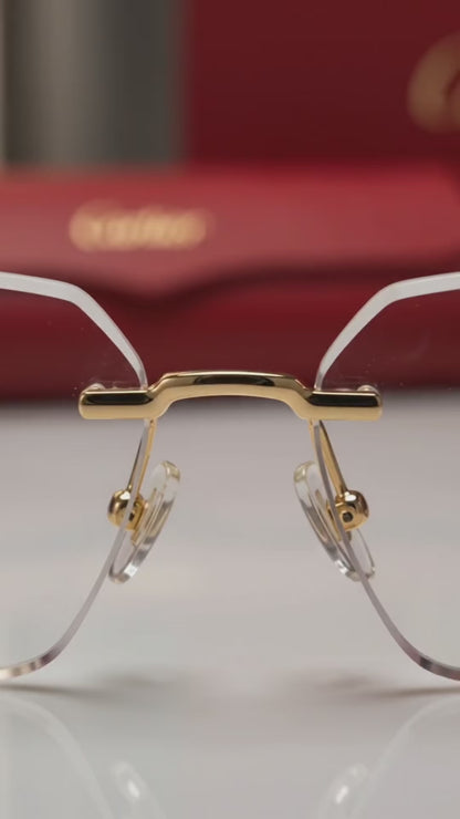 (GS-69) Cartier Rimless Luxury Eyewear – Gold Frame Designer Glasses & Sunglasses