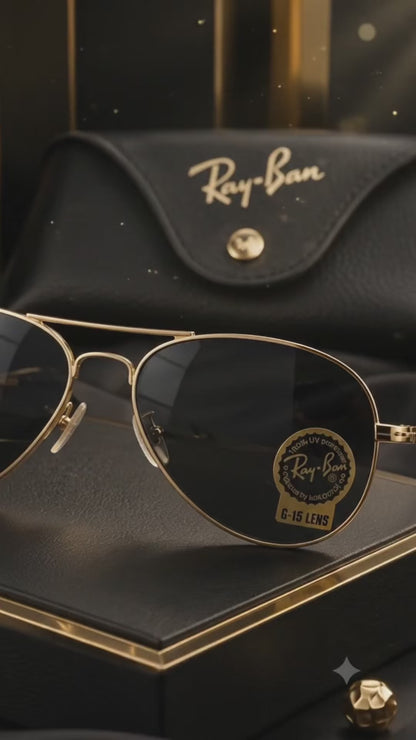 Ray-Ban Style Premium Black Aviator Sunglasses | UV400 Protection | Luxury Edition