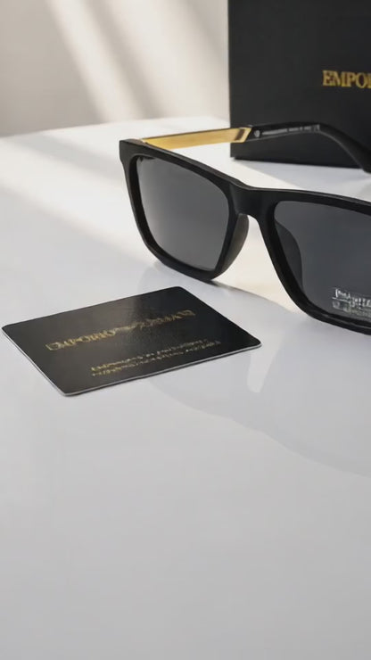 (GS-64) Emporio Armani Premium Square Sunglasses – Black Frame | UV400 Polarized Lens