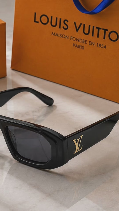 (GS-46) Louis Vuitton Premium Black Rectangular Sunglasses – Luxury UV400 Fashion Eyewear