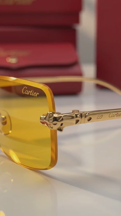 (GS-57) Luxury Rimless Square Sunglasses  – Gold Metal Frame | UV400 Designer Style Eyewear |