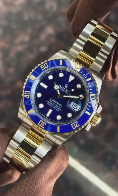 (WH-19) Luxury Two-Tone Blue Dial Stainless Steel  | Premium Automatic Style Wristwatch
