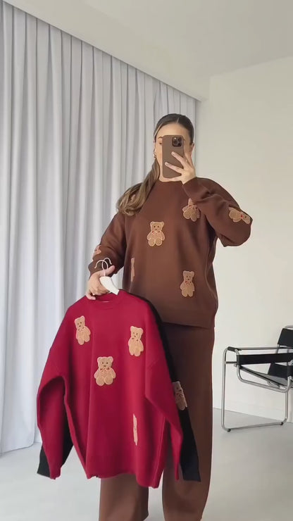 CH 586 BearCraze 3D Print Winter Fleece Co-ords Set -