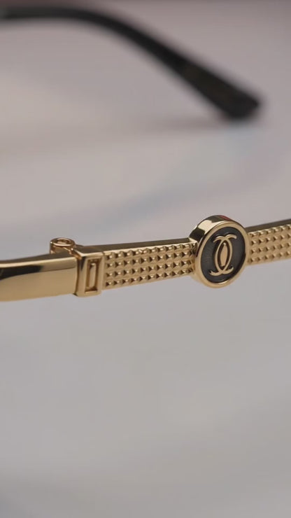 (GS-74) Luxury Rimless Square Sunglasses  | Gold Metal Frame | UV400 Protection