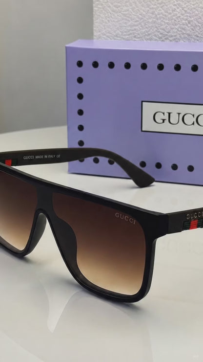 (GS-33) Gucci Premium Oversized Square Sunglasses – Black/Brown Gradient