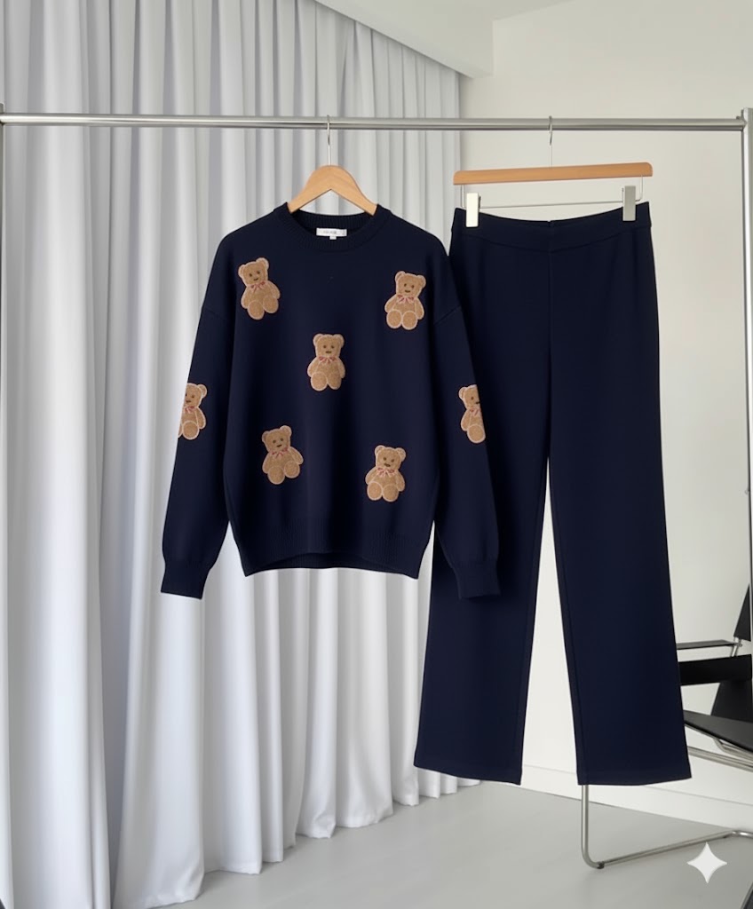 CH 586 BearCraze 3D Print Winter Fleece Co-ords Set -